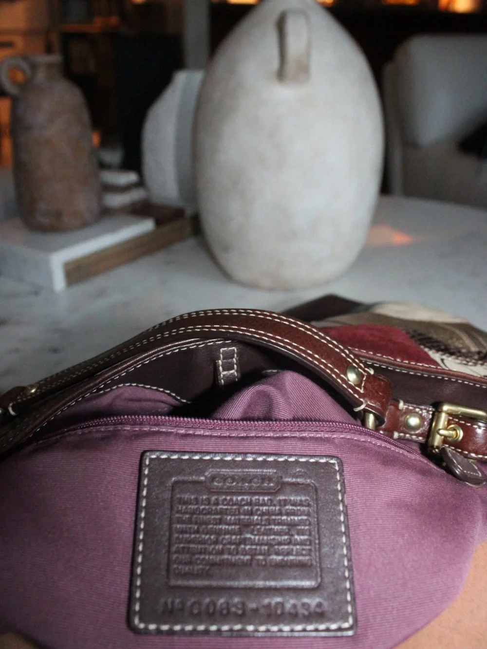 Coach Brown Patchwork Signature Canvas & Leather Shoulder Bag with Gold Hardware